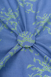 (Pre Cut-1 Meter) Cotton Flex Cornflower Blue Color Floral Pattern Natural Print Fabric.